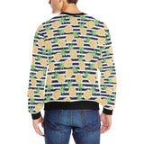 Pineapples pattern striped background Men's Crew Neck Sweatshirt