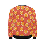 Oranges pattern red background Men's Crew Neck Sweatshirt