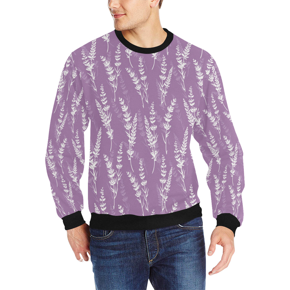 Lavender flowers purple pattern Men's Crew Neck Sweatshirt