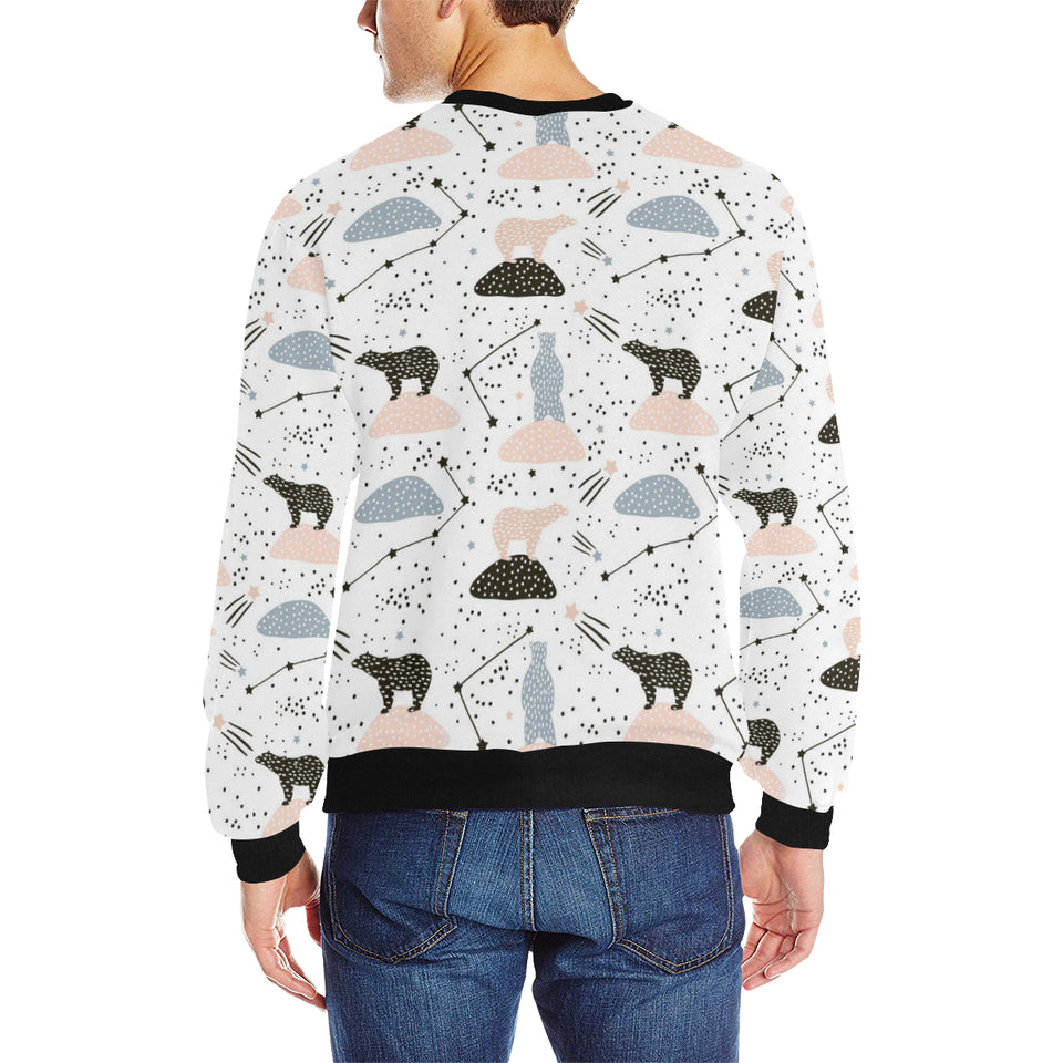 Polar bears star poka dot pattern Men's Crew Neck Sweatshirt