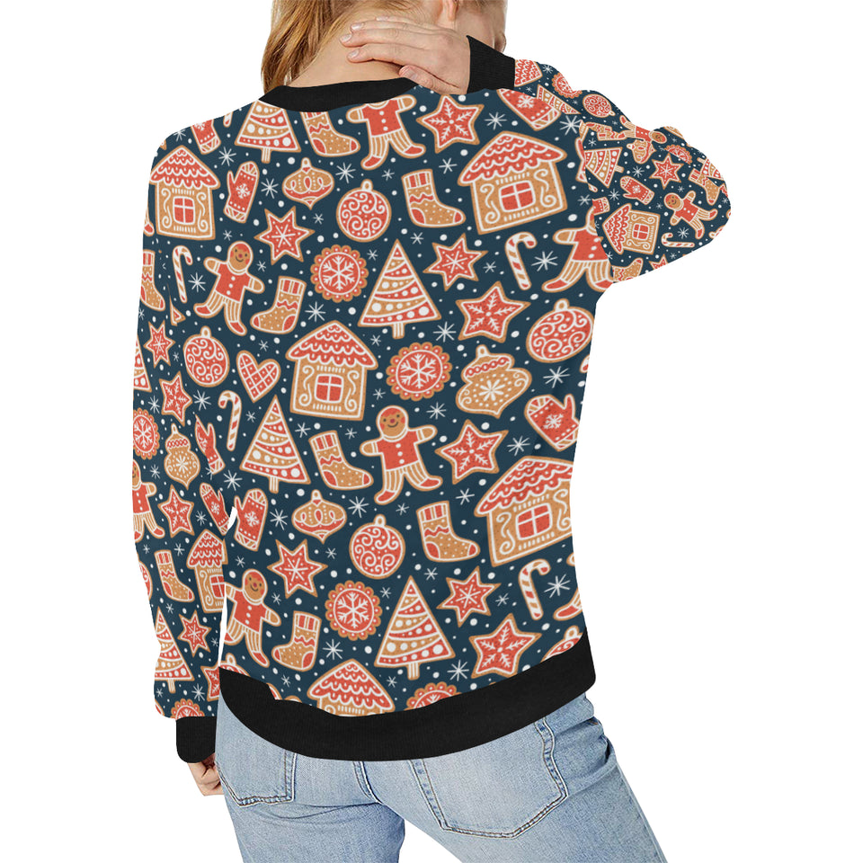 Christmas gingerbread cookie pattern Women's Crew Neck Sweatshirt