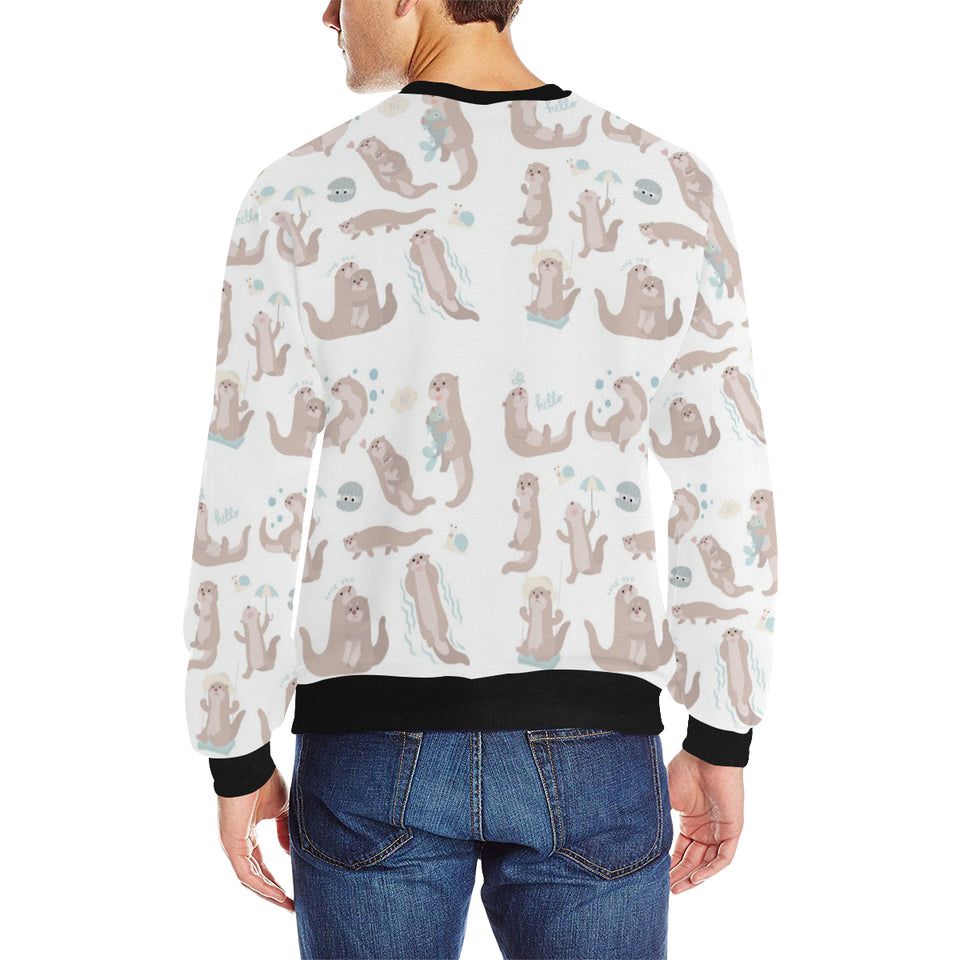 Cute sea otters pattern Men's Crew Neck Sweatshirt