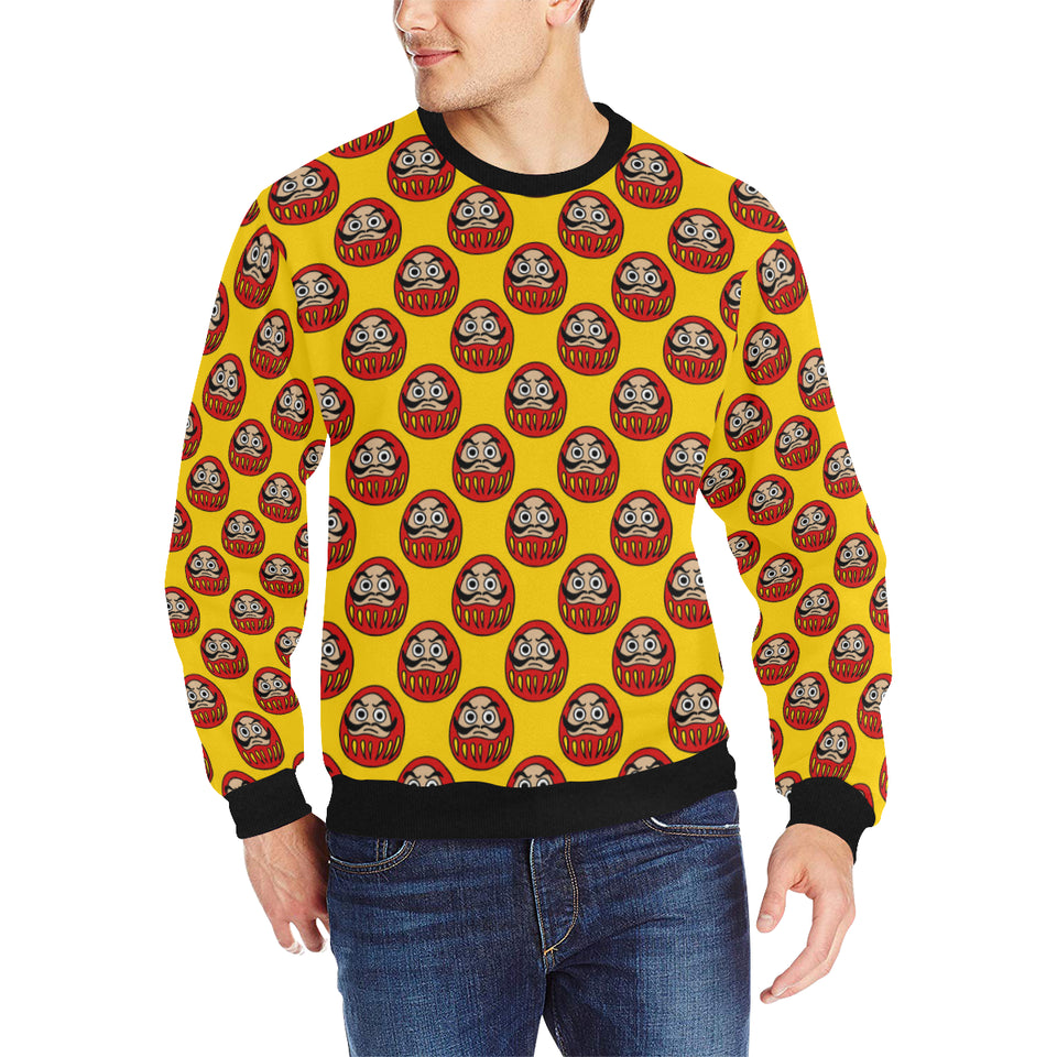 Daruma japanese wooden doll yellow background Men's Crew Neck Sweatshirt