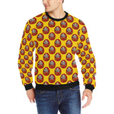 Daruma japanese wooden doll yellow background Men's Crew Neck Sweatshirt