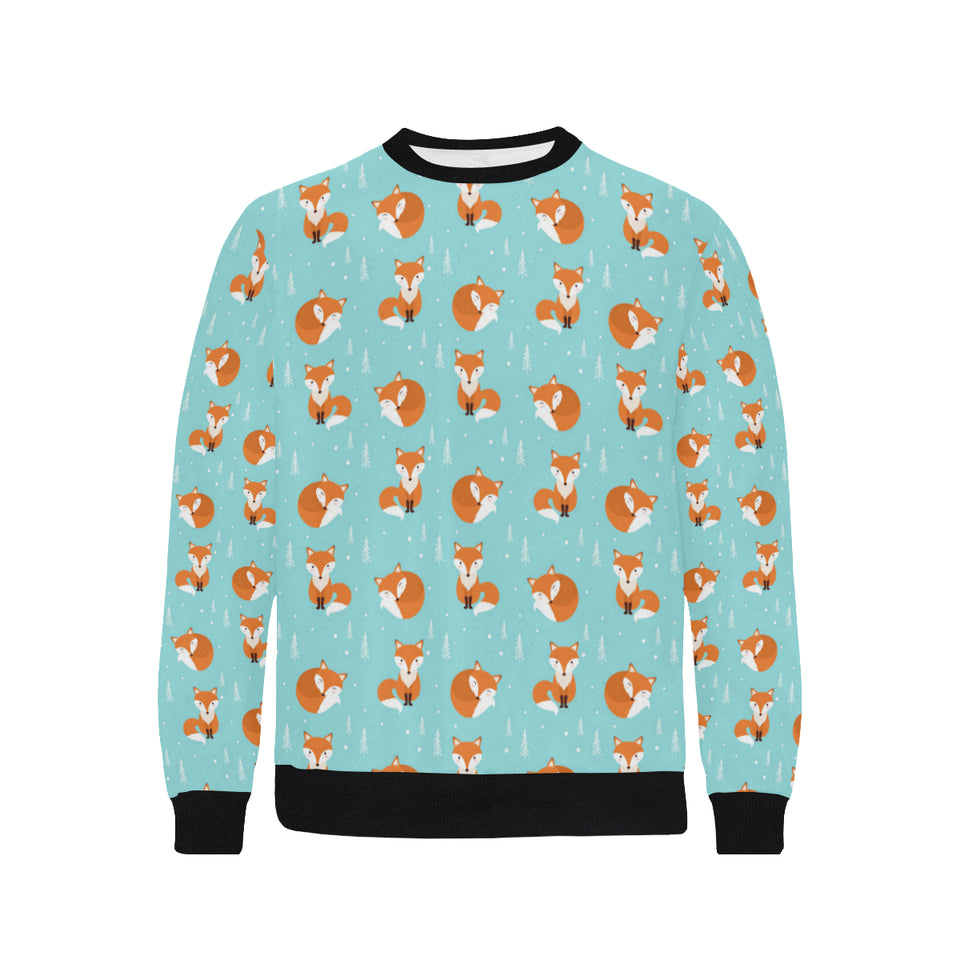 Fox pattern blue b ackground Men's Crew Neck Sweatshirt