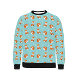 Fox pattern blue b ackground Men's Crew Neck Sweatshirt