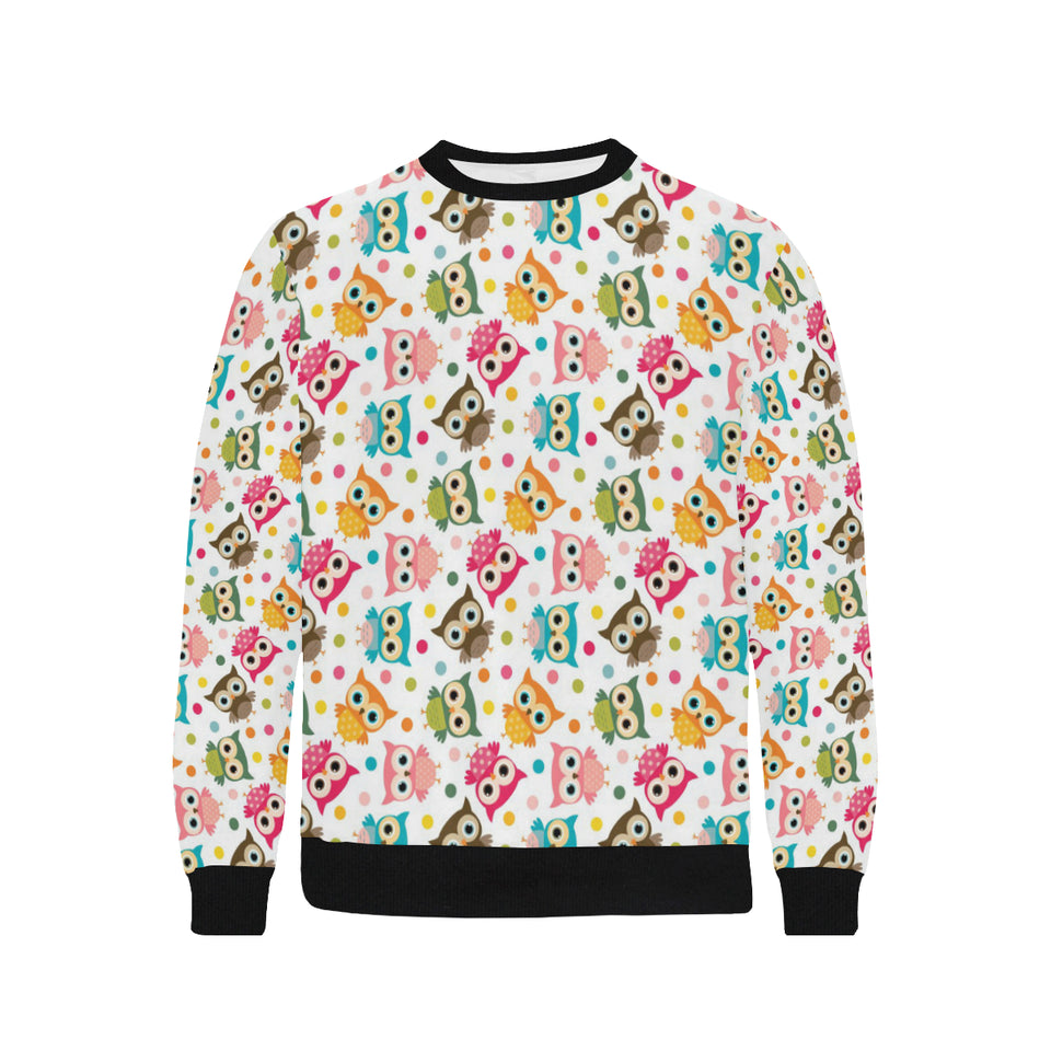 Color cute owl pattern Men's Crew Neck Sweatshirt