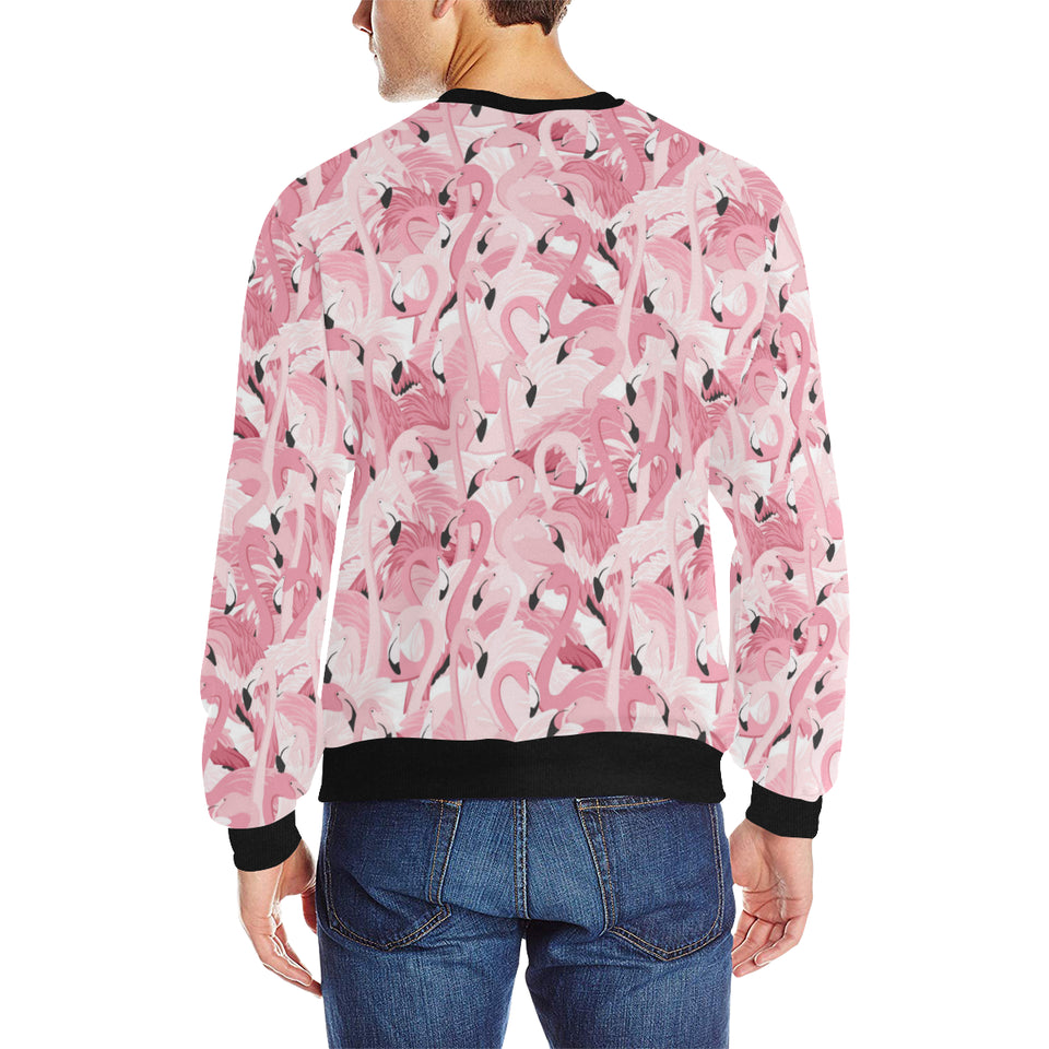 Pink flamingos pattern background Men's Crew Neck Sweatshirt