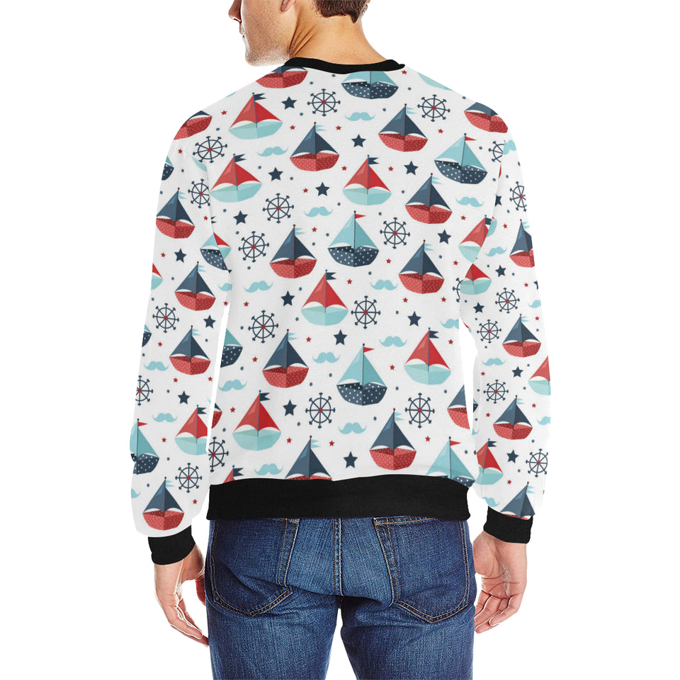 Cute color paper sailboat pattern Men's Crew Neck Sweatshirt