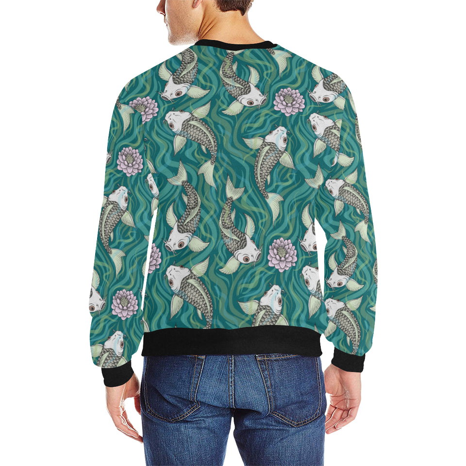 Koi Fish Carp Fish lotus pattern Men's Crew Neck Sweatshirt
