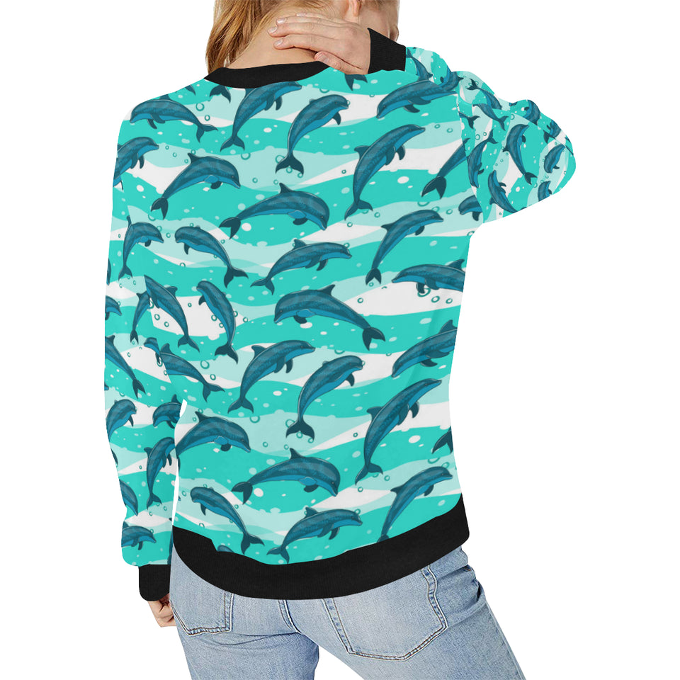 Dolphin sea pattern Women's Crew Neck Sweatshirt