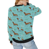 Dachshund decorative background Women's Crew Neck Sweatshirt