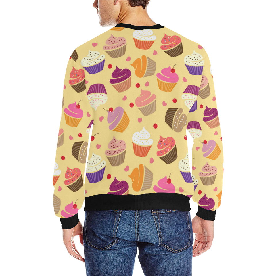 cake cupcake heart cherry pattern Men's Crew Neck Sweatshirt