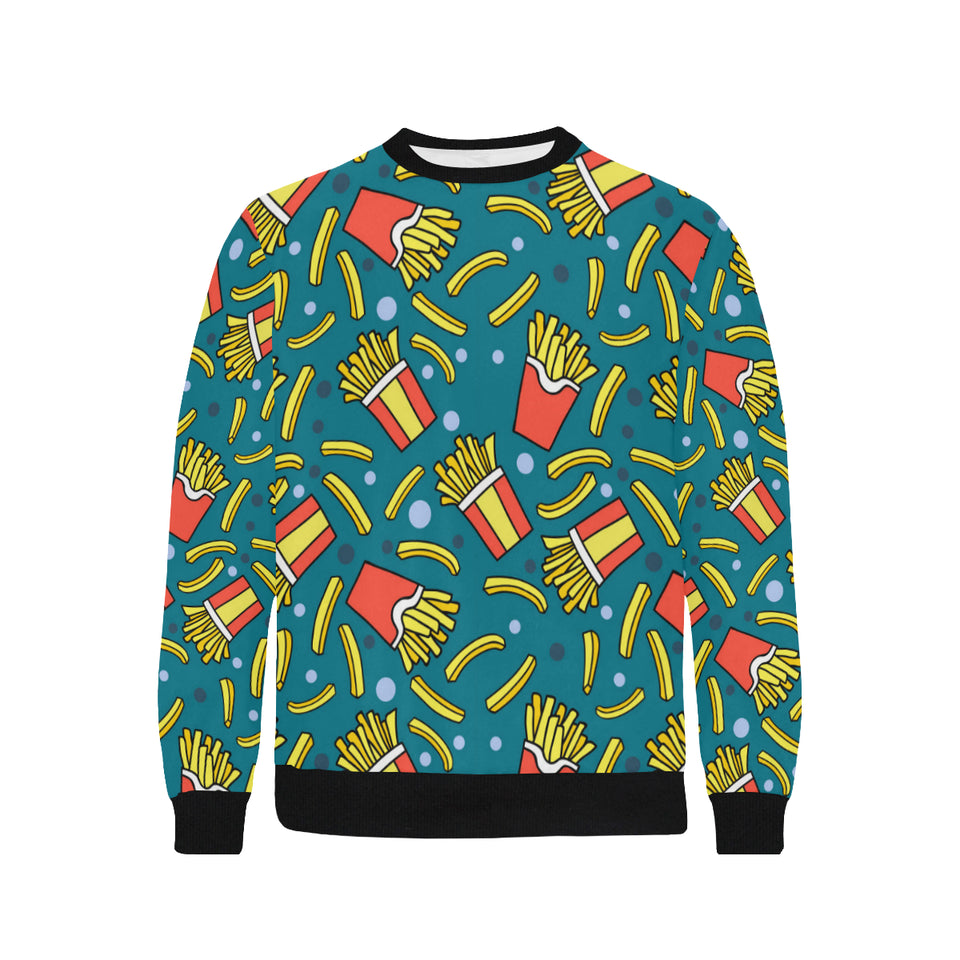 French fries red paper box pattern Men's Crew Neck Sweatshirt