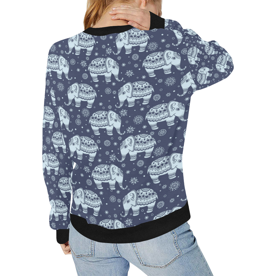 Elephant tribal design pattern Women's Crew Neck Sweatshirt