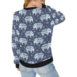 Elephant tribal design pattern Women's Crew Neck Sweatshirt