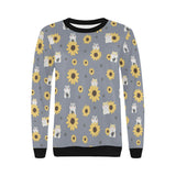 Cute hamster sunflower pattern background Women's Crew Neck Sweatshirt