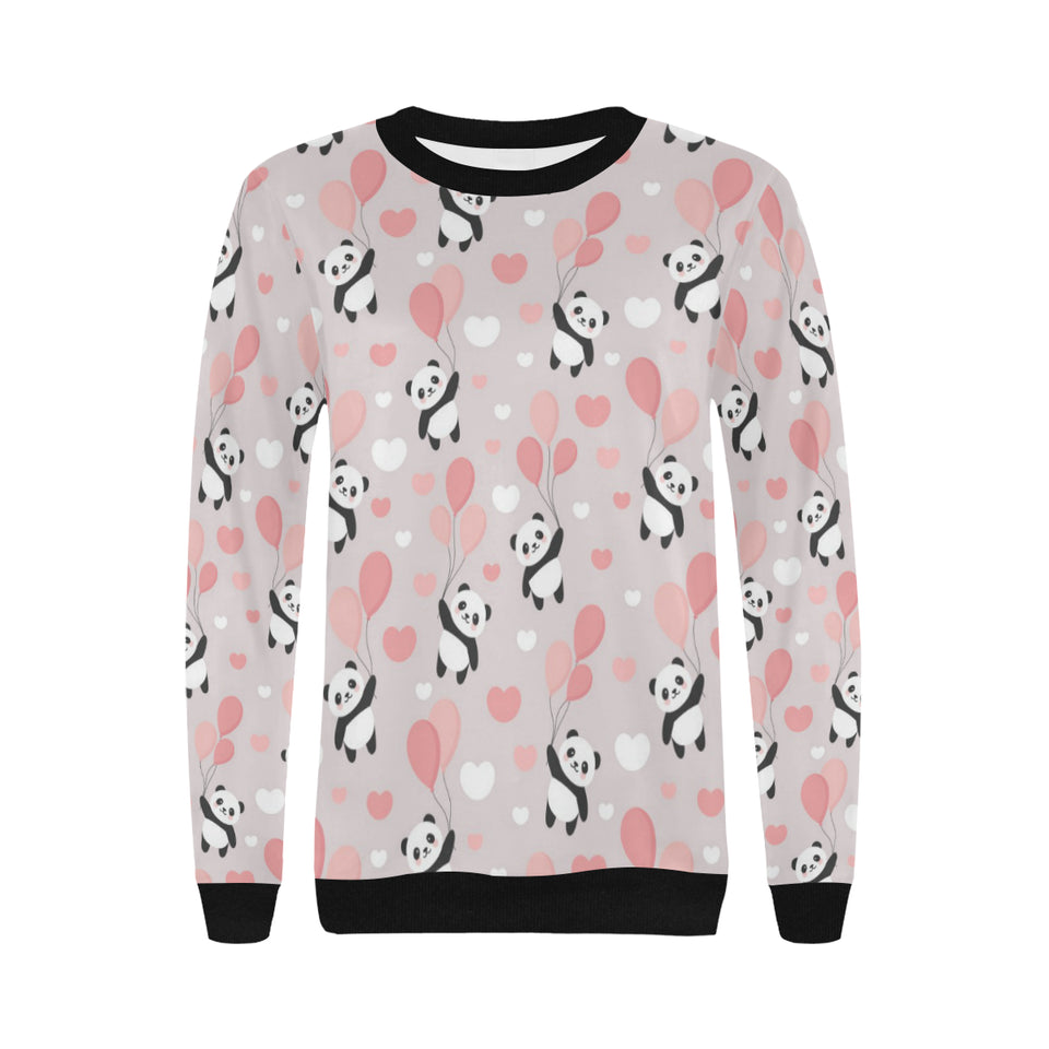 Cute panda ballon heart pattern Women's Crew Neck Sweatshirt