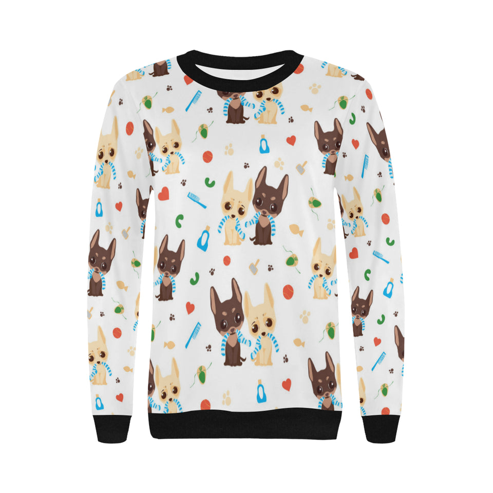 Cute Chihuahua dog pattern Women's Crew Neck Sweatshirt