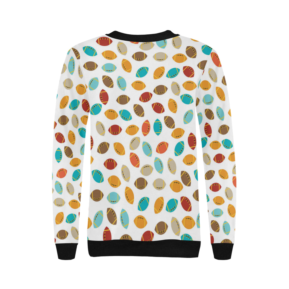 Colorful american football ball pattern Women's Crew Neck Sweatshirt