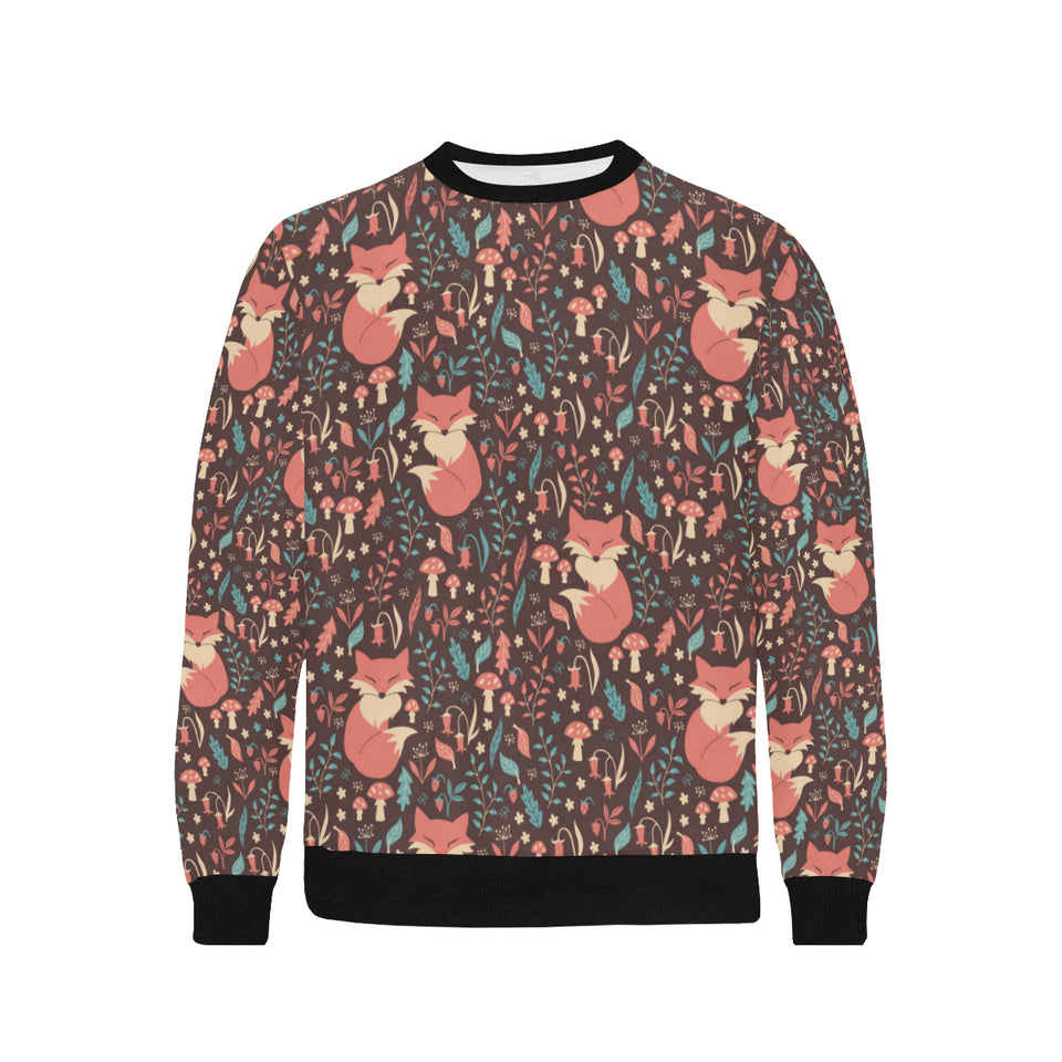 fox leaves mushroom pattern Men's Crew Neck Sweatshirt