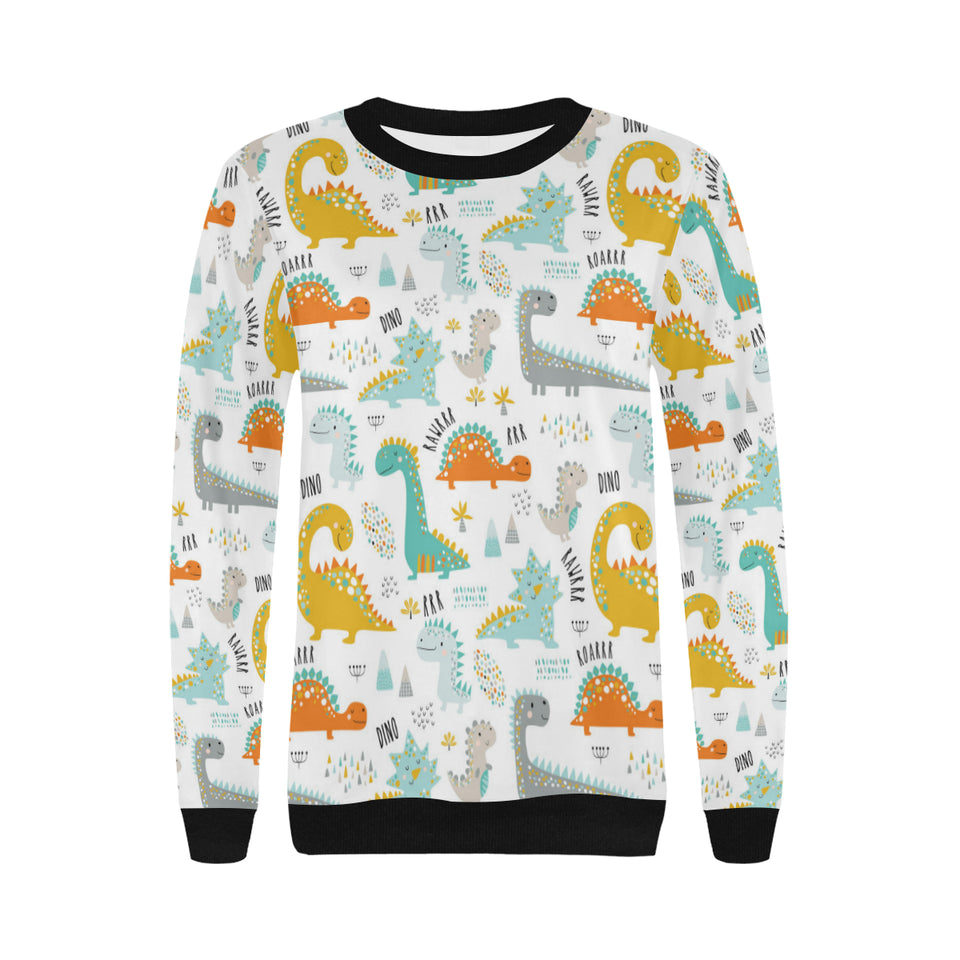 Cute funny kids dinosaurs pattern Women's Crew Neck Sweatshirt