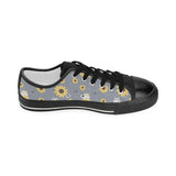 Cute hamster sunflower pattern background Kids' Boys' Girls' Low Top Canvas Shoes Black