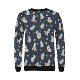 Cute sloth astronaut star planet rocket pattern Women's Crew Neck Sweatshirt