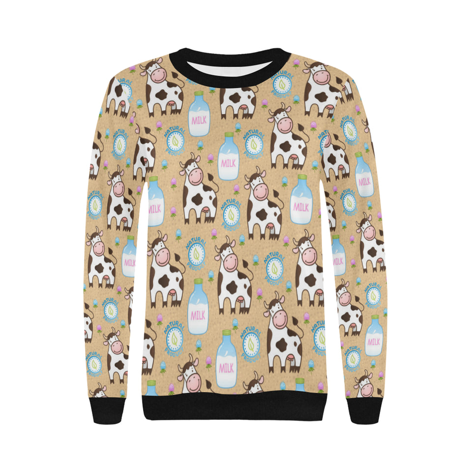 Cow bottle of milk pattern Women's Crew Neck Sweatshirt