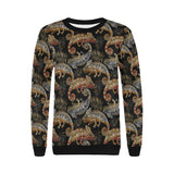 Chameleon lizard tropical leaves palm tree Women's Crew Neck Sweatshirt