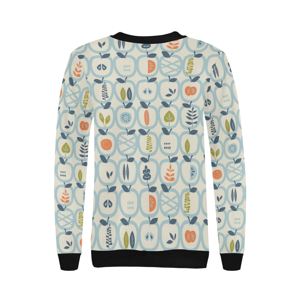 apples leaves pattern Women's Crew Neck Sweatshirt