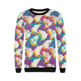 Colorful crow illustration pattern Women's Crew Neck Sweatshirt