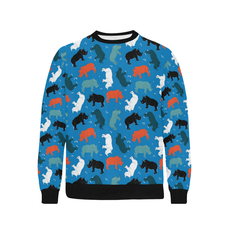 Colorful rhino pattern Men's Crew Neck Sweatshirt
