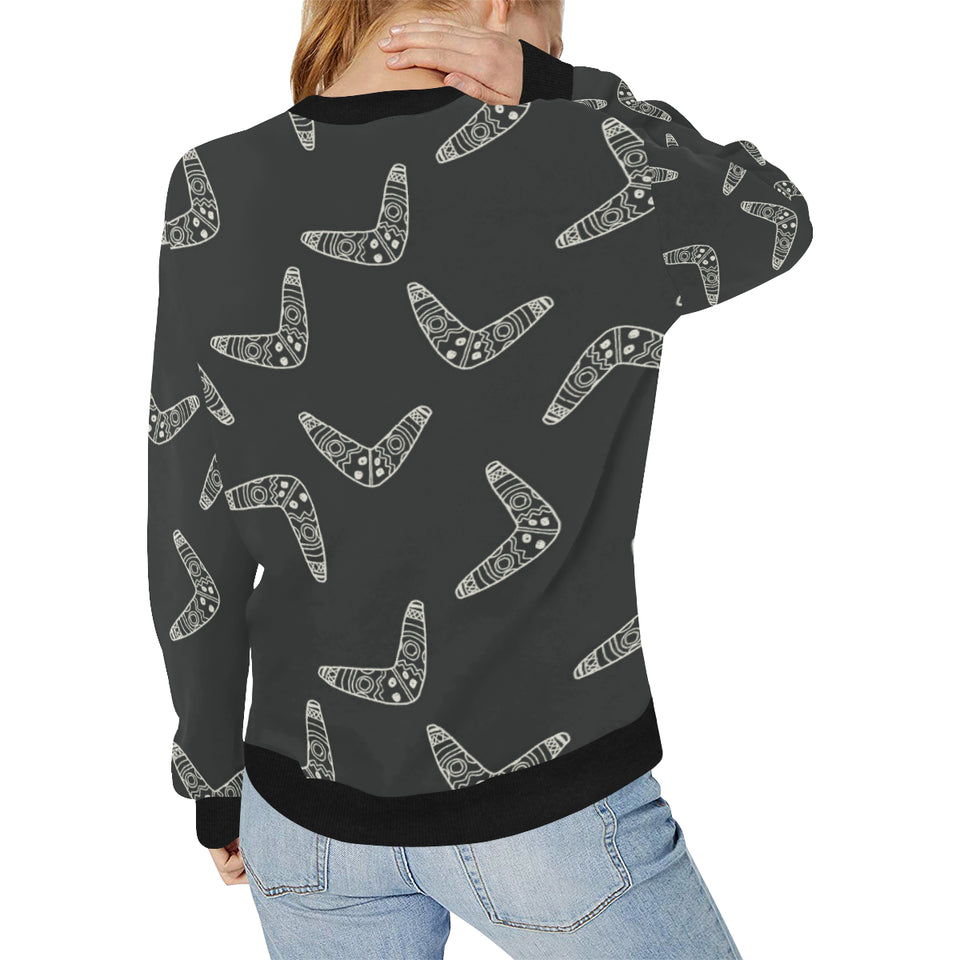Hand drawn boomerang Australian aboriginal ornamen Women's Crew Neck Sweatshirt