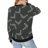 Hand drawn boomerang Australian aboriginal ornamen Women's Crew Neck Sweatshirt