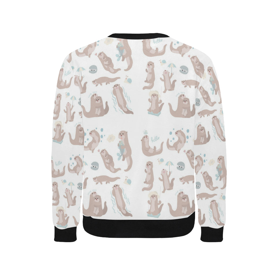 Cute sea otters pattern Men's Crew Neck Sweatshirt