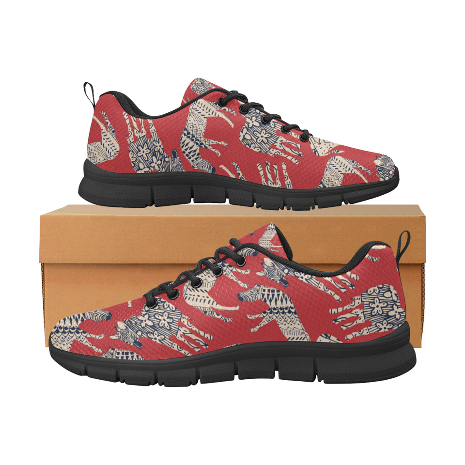 Zebra abstract red background Women's Sneaker Shoes