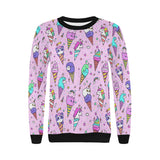 Cute ice cream cone animal pattern Women's Crew Neck Sweatshirt