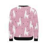 Llama Alpaca pink background Men's Crew Neck Sweatshirt