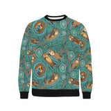 cute brown sea otters ornamental seaweed corals gr Men's Crew Neck Sweatshirt