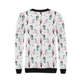 cute mermaid dolphin fish starfish pattern Women's Crew Neck Sweatshirt