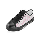 Watercolor pink heart pattern Kids' Boys' Girls' Low Top Canvas Shoes Black
