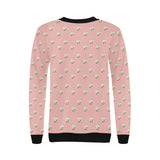 Cute hamster cheese pattern pink background Women's Crew Neck Sweatshirt