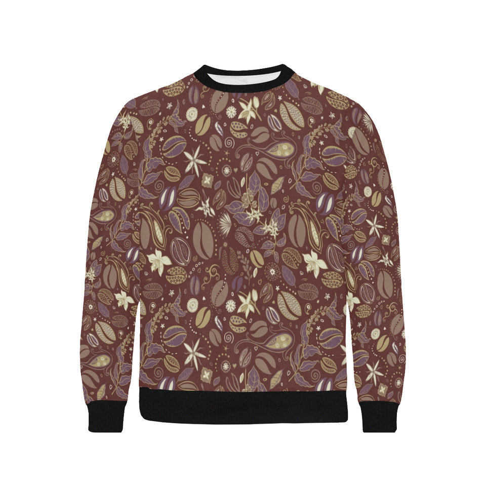 Coffee bean flower pattern Men's Crew Neck Sweatshirt
