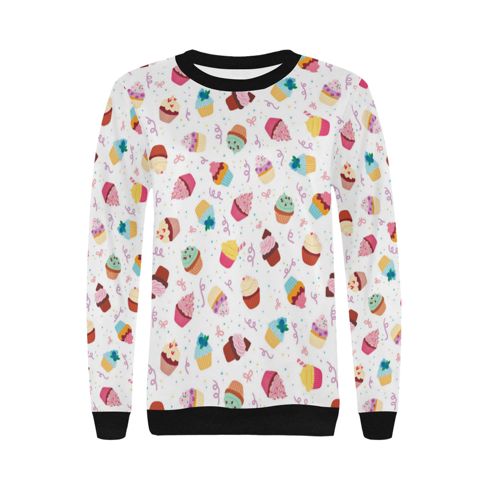 Cake cupcake design pattern Women's Crew Neck Sweatshirt