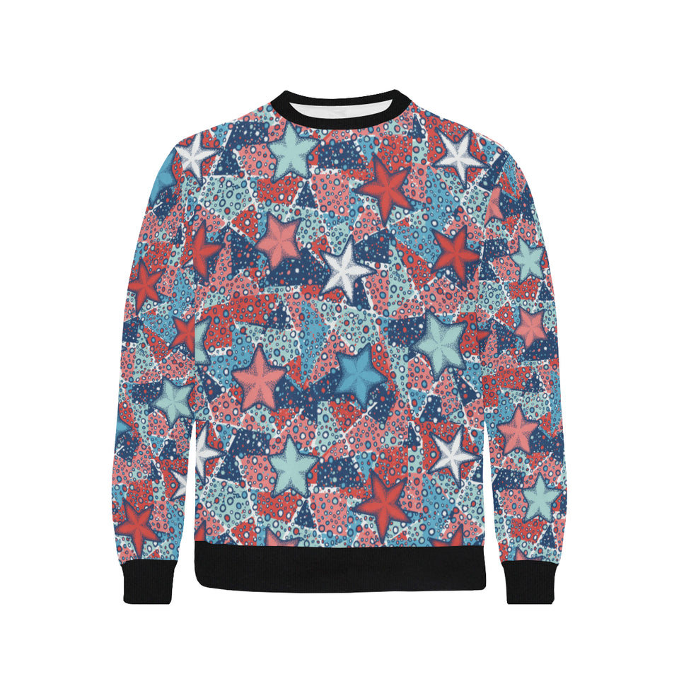 Hand drawn colorful starfish Men's Crew Neck Sweatshirt