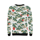 Bonsai red sun japanese pattern Women's Crew Neck Sweatshirt