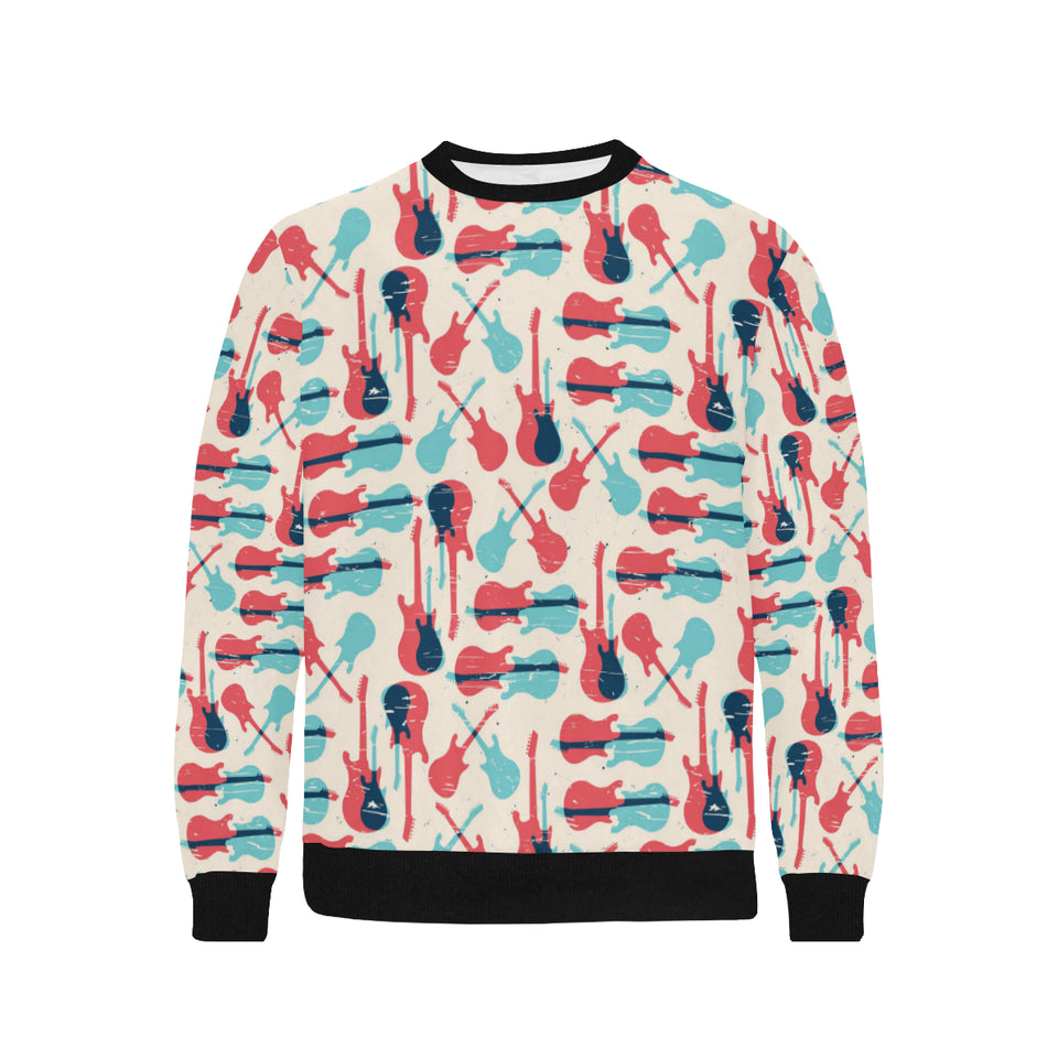 Red Blue guitar pattern Men's Crew Neck Sweatshirt