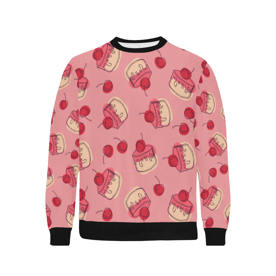 Cake cherry pattern Men's Crew Neck Sweatshirt