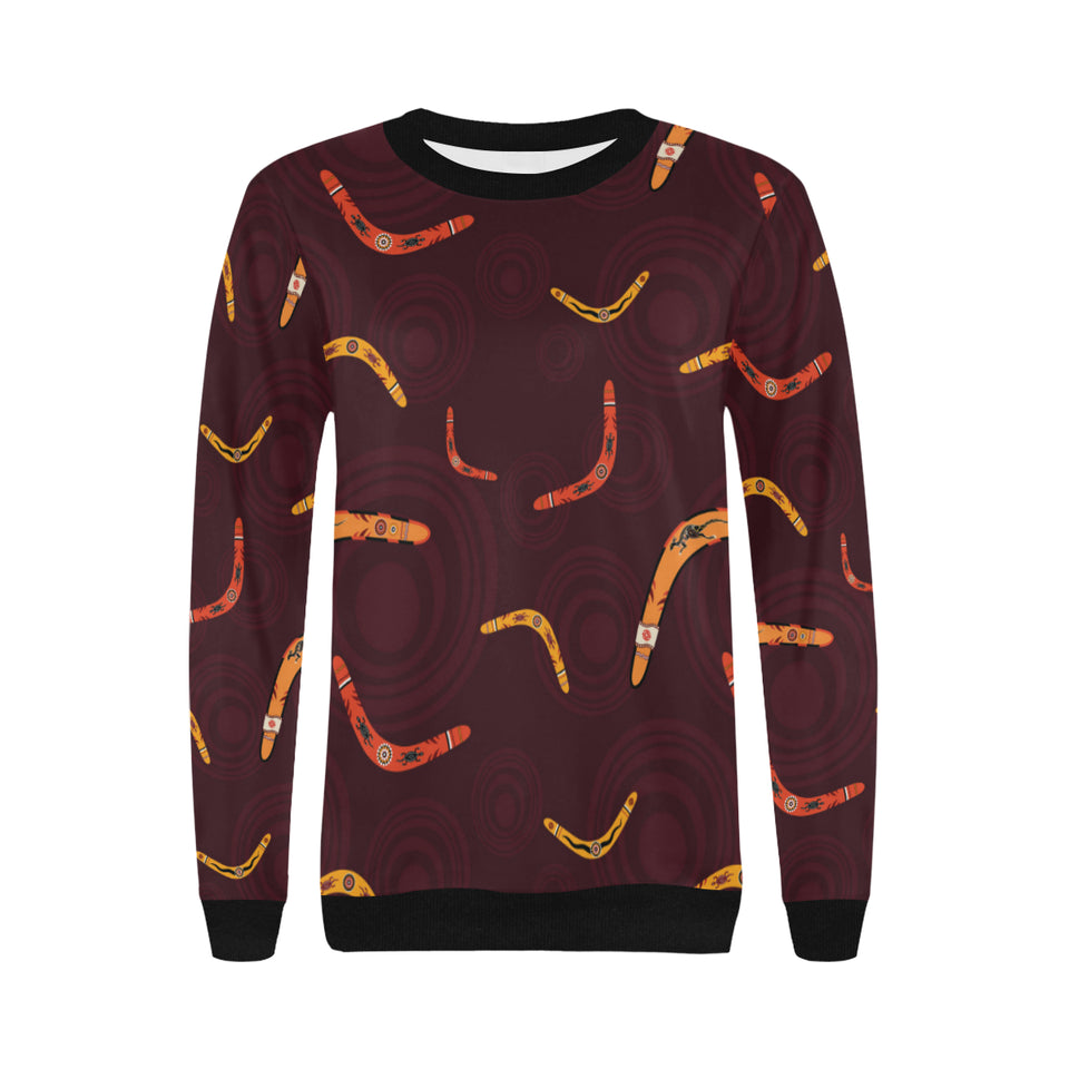 Boomerang Australian aboriginal ornament circle bl Women's Crew Neck Sweatshirt